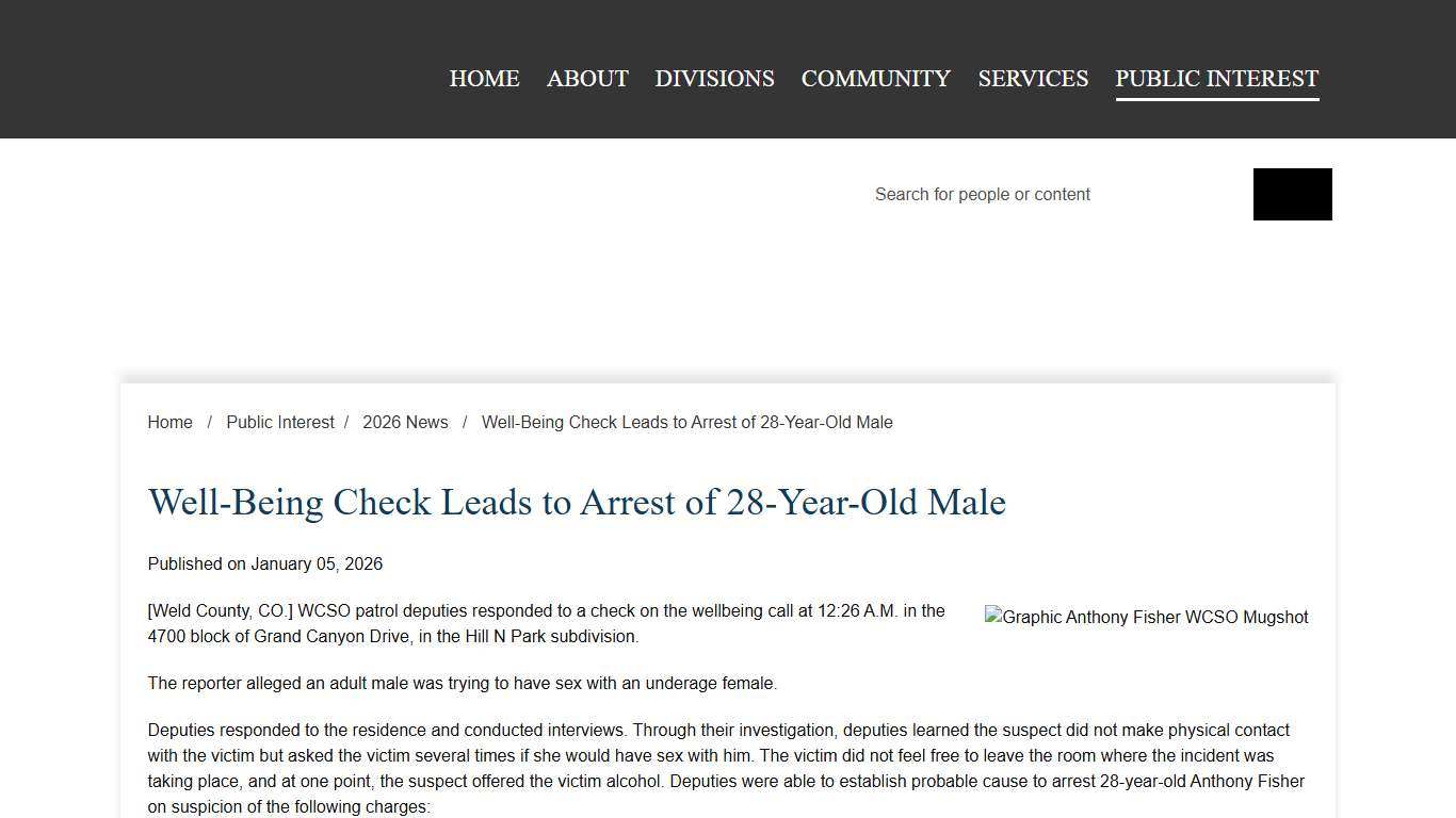 Well-Being Check Leads to Arrest of 28-Year-Old Male Weld Sheriff