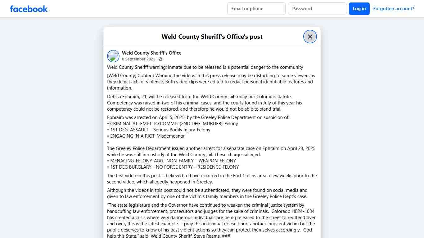 Weld County Sheriff... - Weld County Sheriff's Office Facebook